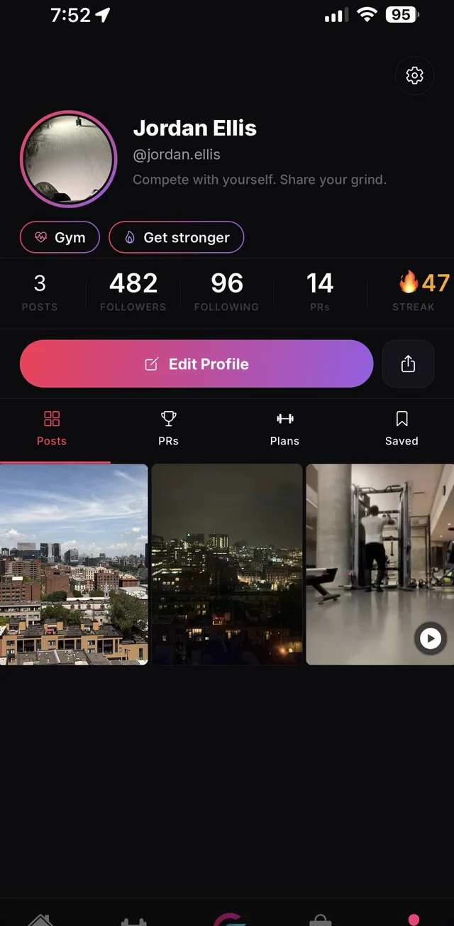 CompeteFit profile screen